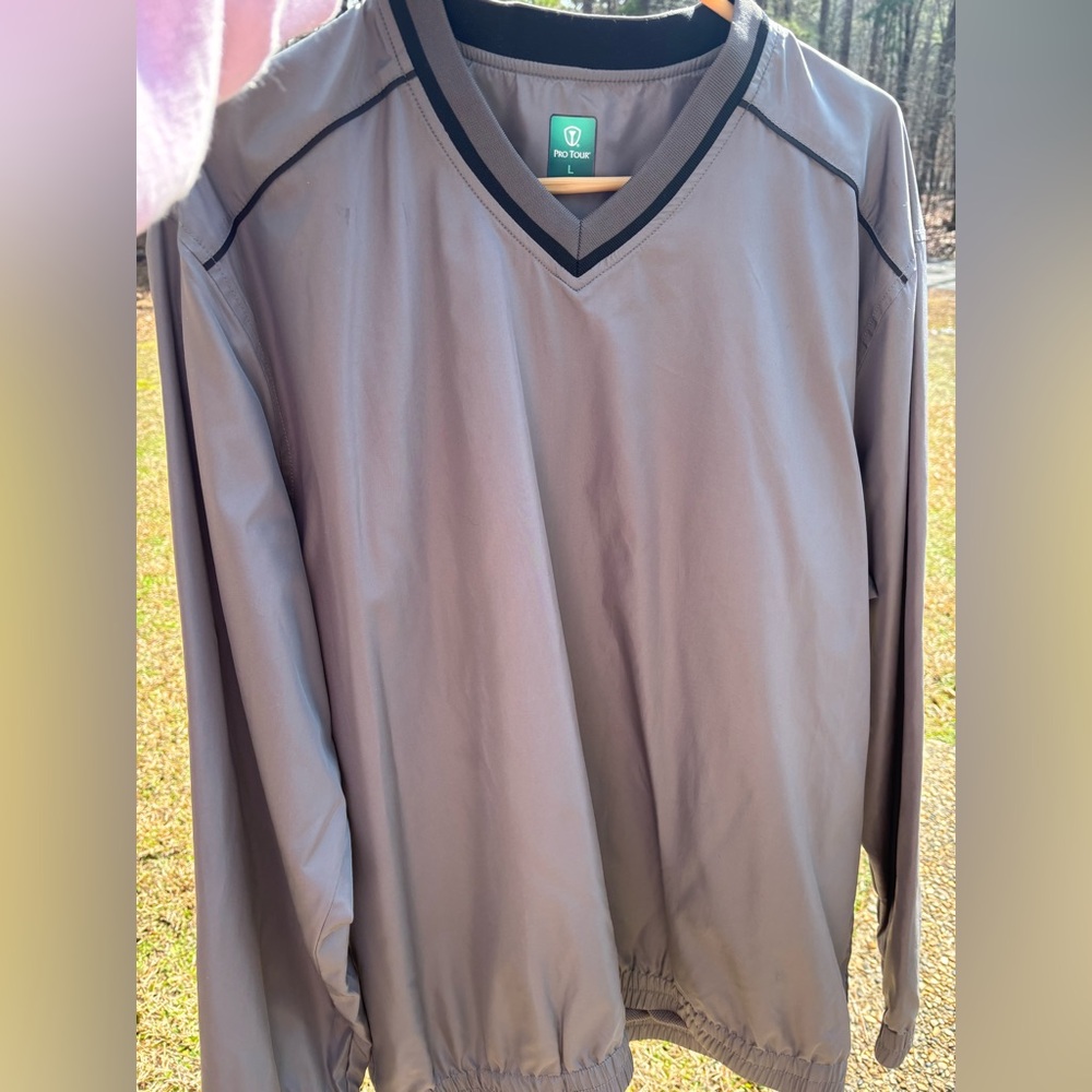 Pro Tour Cool Play Golf Pullover Mens L Wind Rain Resistant Jacket Shirt Gray